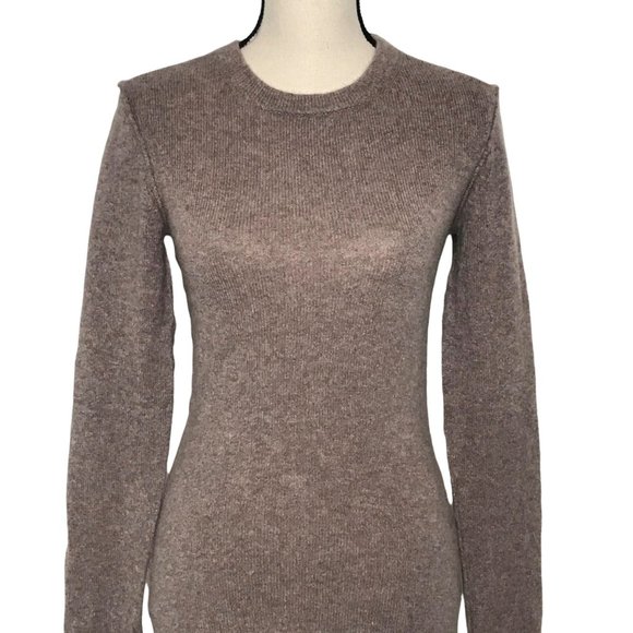 SOLD INHABIT Light Brown Crew Neck Cashmere Sweater Size Large - Picture 2 of 8